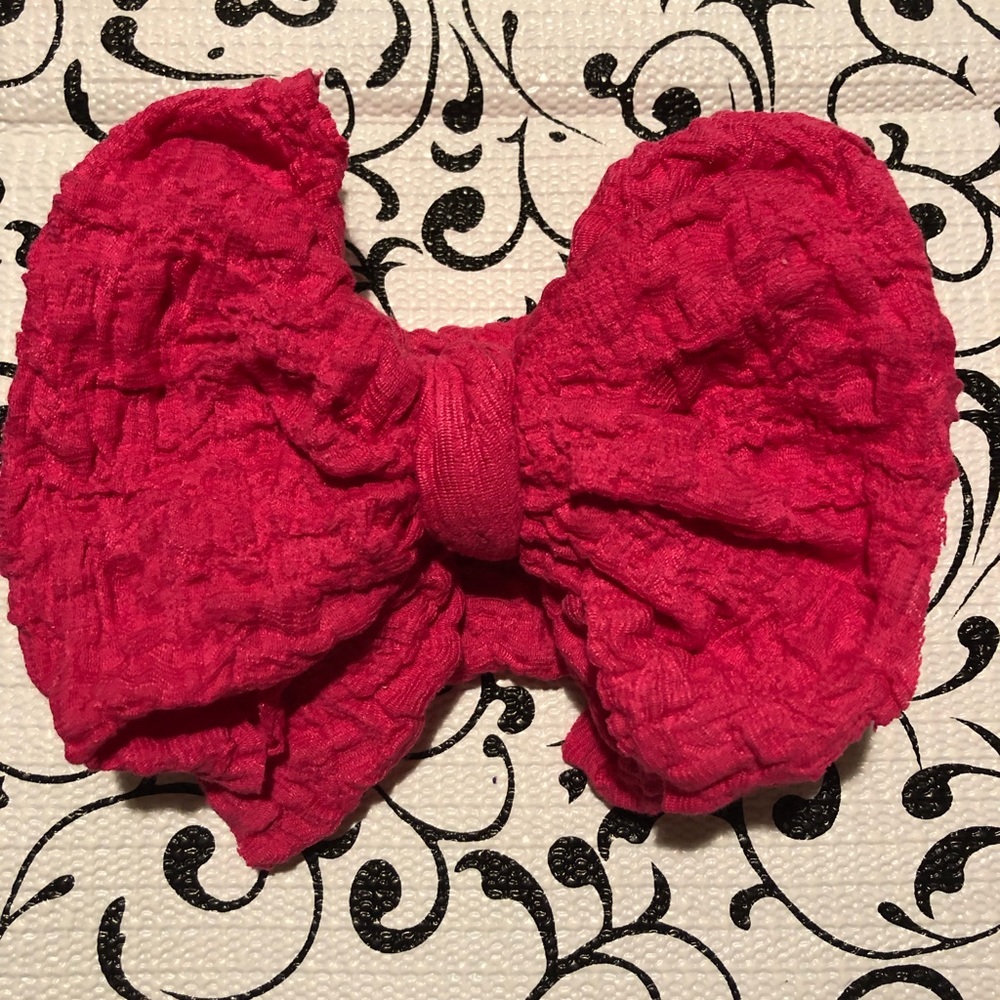 Hot pink crinkle Messy Bow